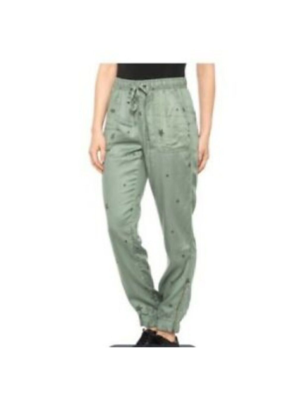 C&C California Flowy Sage green Boho Stars Print Jogger 100 % Lyocell Pants Sz M